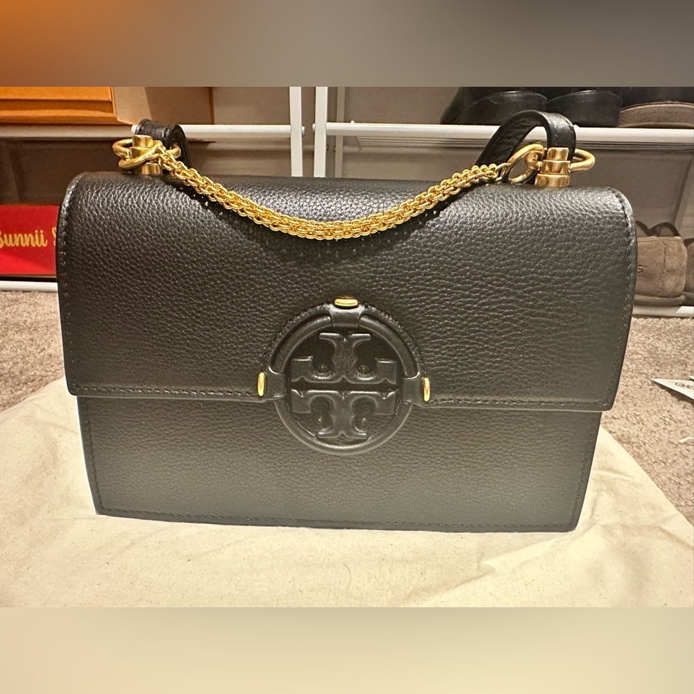 Tory Burch Miller Leather Shoulder Bag Black